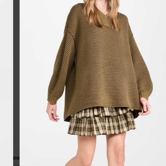 NWOT FREE PEOPLE MOVEMENT MAISIE PULLOVER SWEATER IN OLIVE FUDGE COMBO, SZ:SMALL - Picture 1 of 6